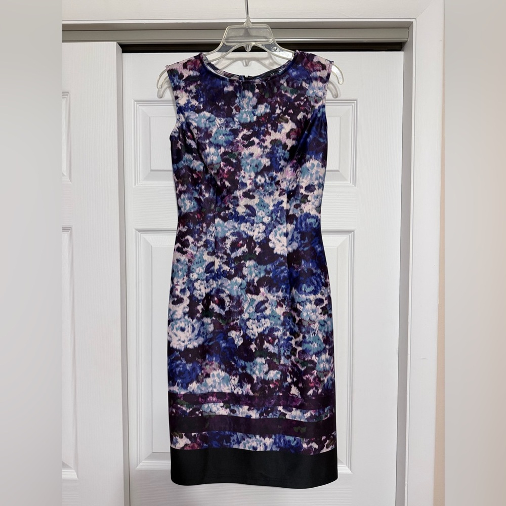 Adrianna Papell Blue, Purple & White Floral Dress - Size 2